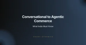 Conversational Commerce to Agentic Commerce in India — strategic framework showing the shift from chat-led buying to AI agent-led transactions for Indian brands