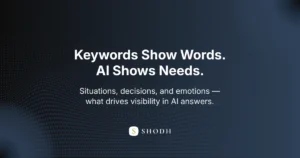 Visual comparison of keyword-based intent versus AI audience intent, highlighting situational, emotional, and decision-level understanding.