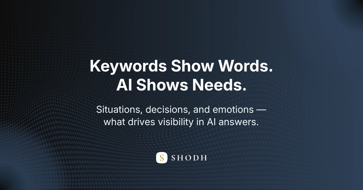 Visual comparison of keyword-based intent versus AI audience intent, highlighting situational, emotional, and decision-level understanding.